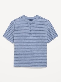 Image number 1 showing, Short-Sleeve Textured Striped Henley T-Shirt for Toddler Boys