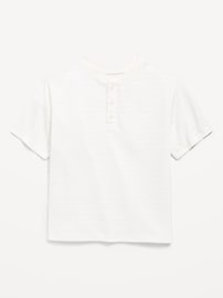 Image number 1 showing, Short-Sleeve Textured Striped Henley T-Shirt for Toddler Boys