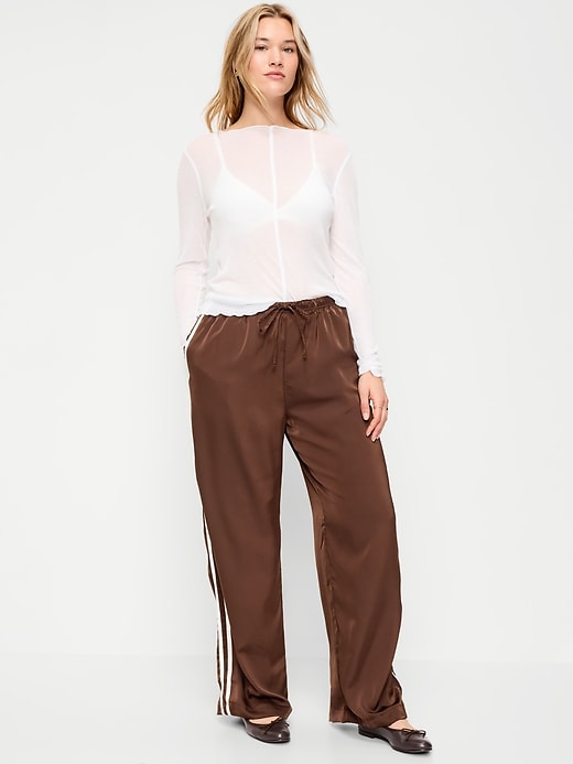 Image number 6 showing, High-Waisted Satin Track Pants