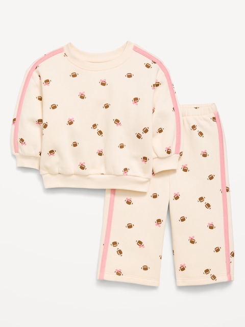 Printed Sweatshirt and Wide-Leg Sweatpants Set for Baby