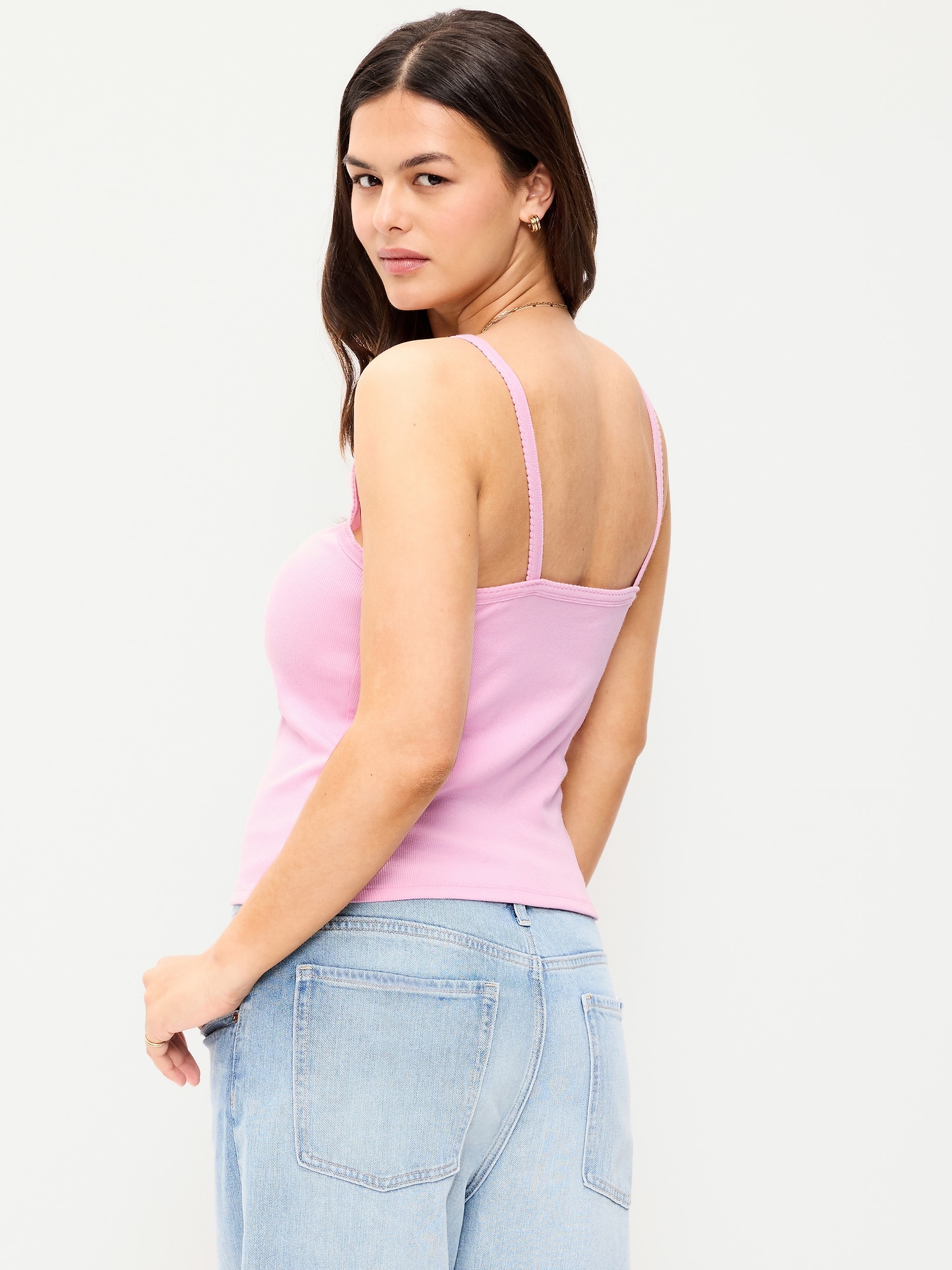 Button-Front Cami Tank Top