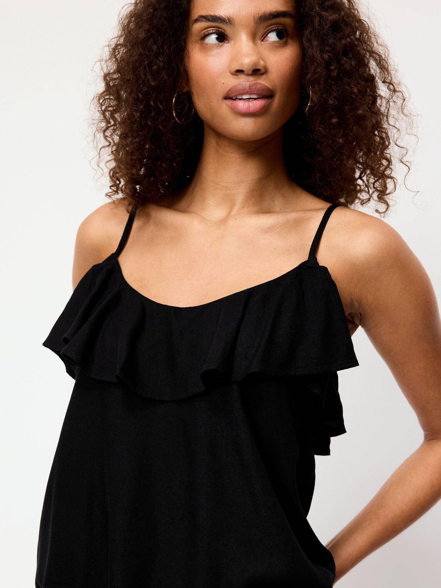 Женский топ Old Navy Ruffle-Front Tank Top, цвет: Чёрный — фото 4