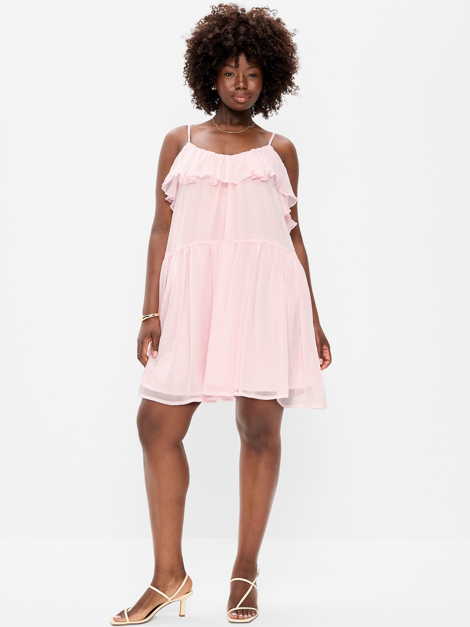 Женское платье Old Navy Ruffle-Front Flounce Mini, цвет: Пудровый — фото 6