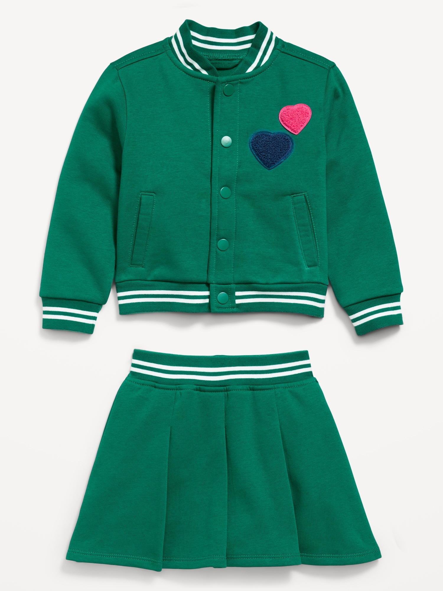 Fleece Bomber Jacket and Pleated Skirt Set for Toddler Girls