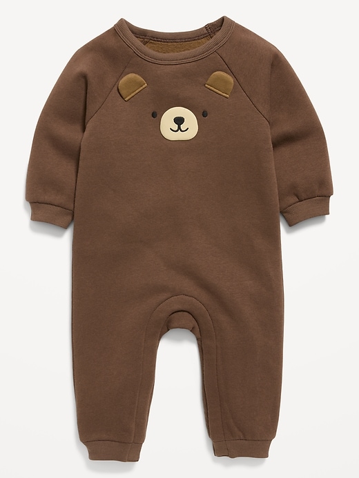 Image number 1 showing, Printed Long-Sleeve Fleece One-Piece for Baby