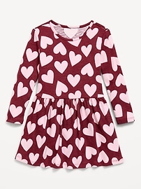 Image number 1 showing, Printed Long-Sleeve Ribbed Dress for Toddler Girls