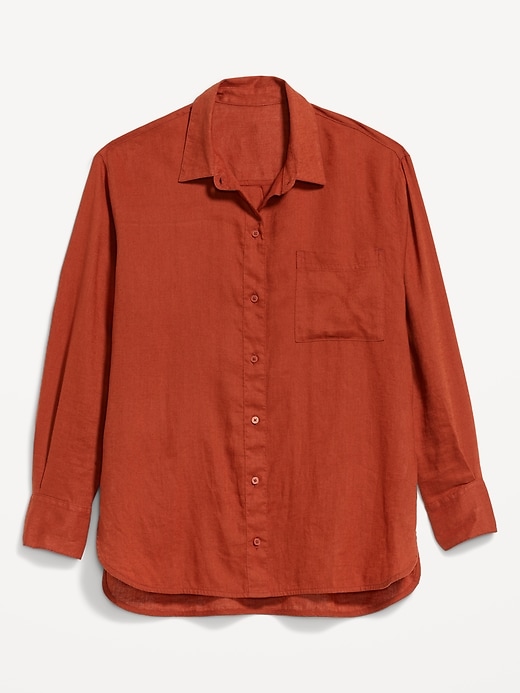 Old Navy Women's Linen-Blend Loose Button-Down Shirt - Orange - Tall Size XS Old Navy Women's Linen-Blend Loose Button-Down Shirt - Orange - Tall Size XS