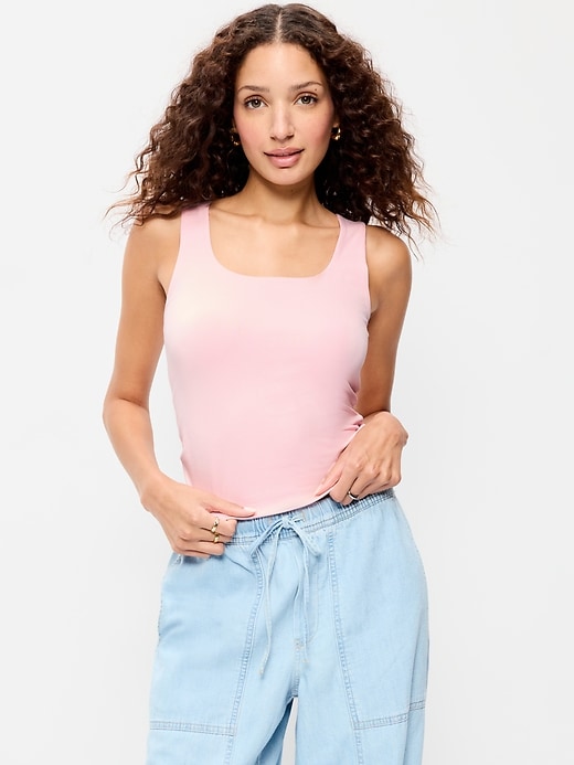 Image number 1 showing, Hug Double-Layer Scoop-Neck Tank Top