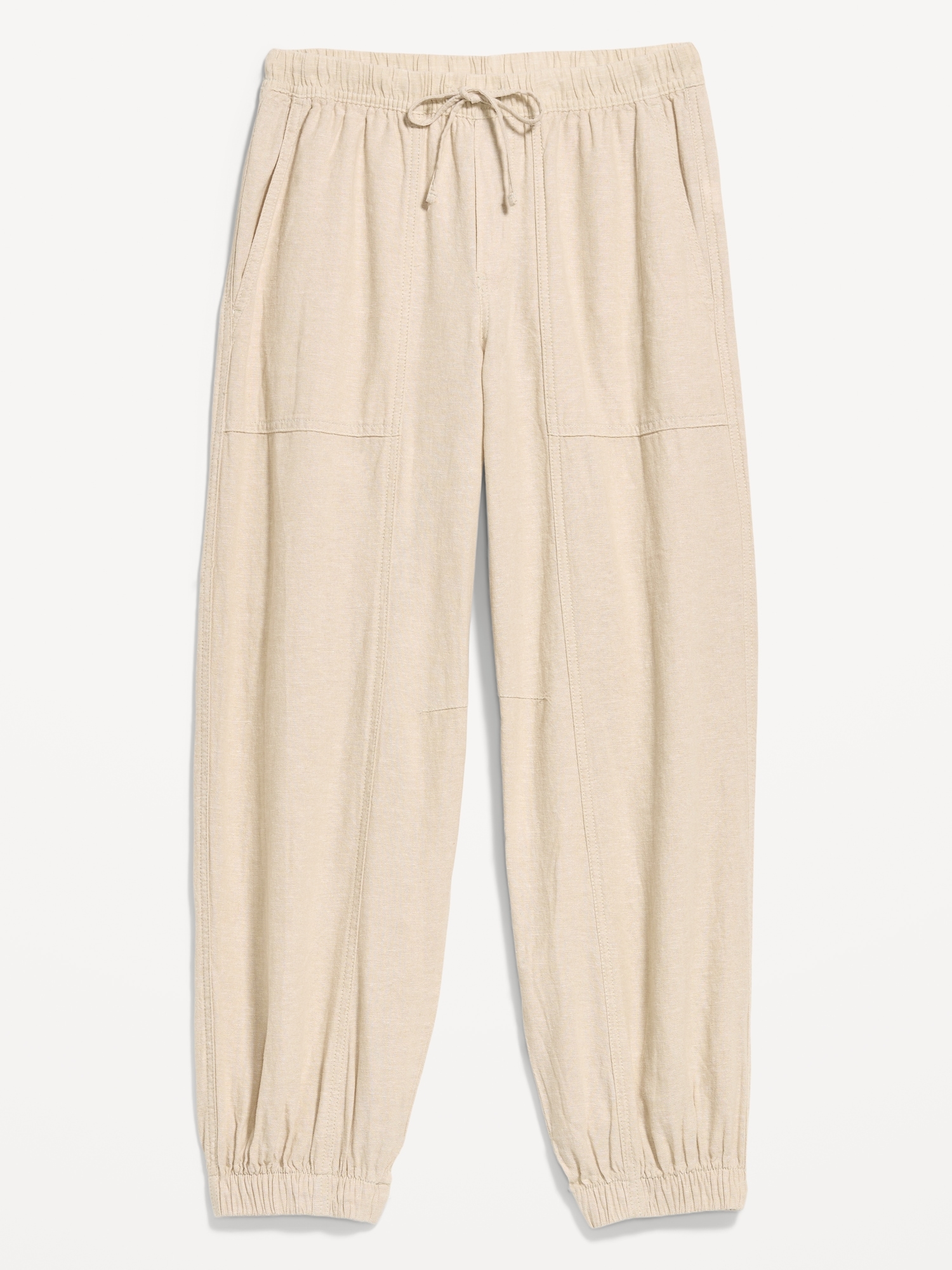 Mid-Rise Linen-Blend Utility Pants