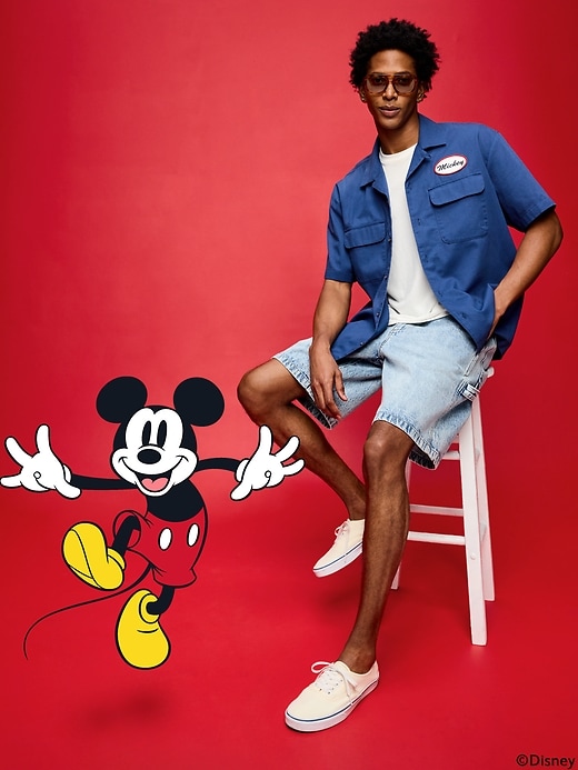 Image number 1 showing, Old Navy x Disney Mickey Mouse Short-Sleeve Twill Camp Shirt for Men