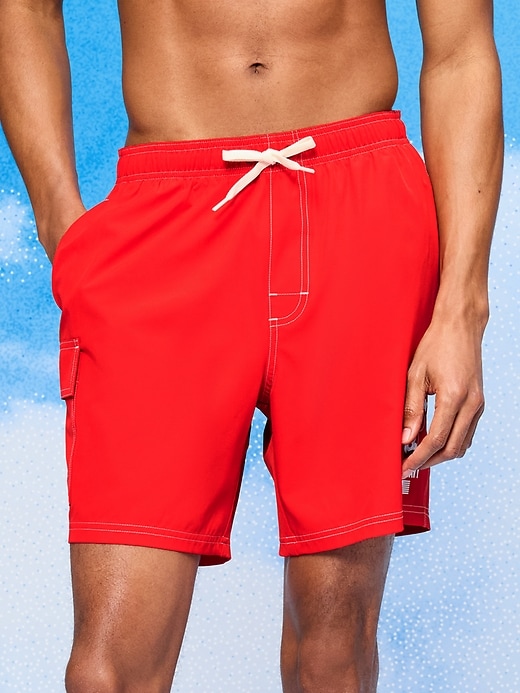 Image number 1 showing, Old Navy x Disney Mickey Mouse Cargo Swim Trunks (7-inch inseam) for Men