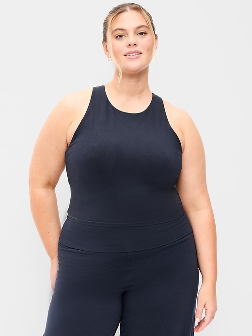 Image number 7 showing, Medium Support PowerSoft High-Neck Racerback Sports Bra