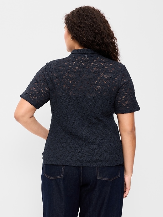 Image number 9 showing, Lace Keyhole Polo Top