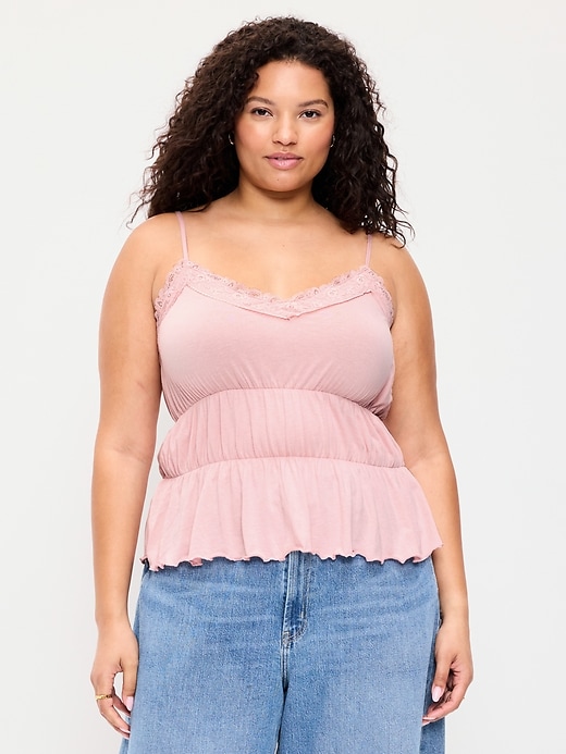 Image number 7 showing, Lace-Trim Smocked-Waist Tank Top