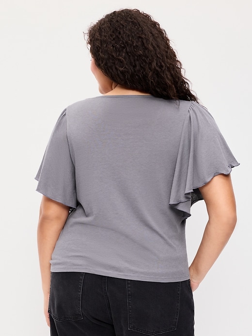 Image number 8 showing, V-Neck Flutter Sleeve Top