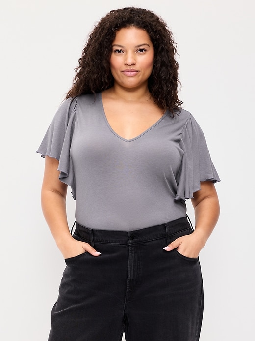 Image number 7 showing, V-Neck Flutter Sleeve Top