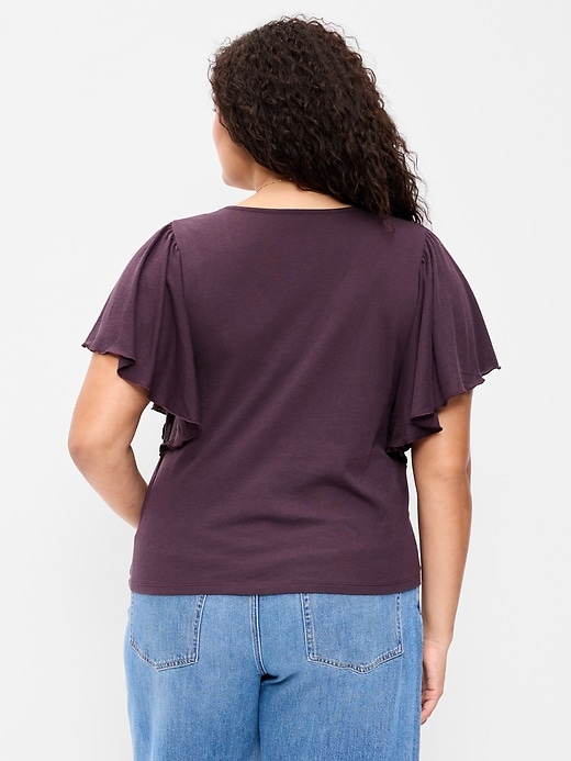 Image number 8 showing, V-Neck Flutter Sleeve Top
