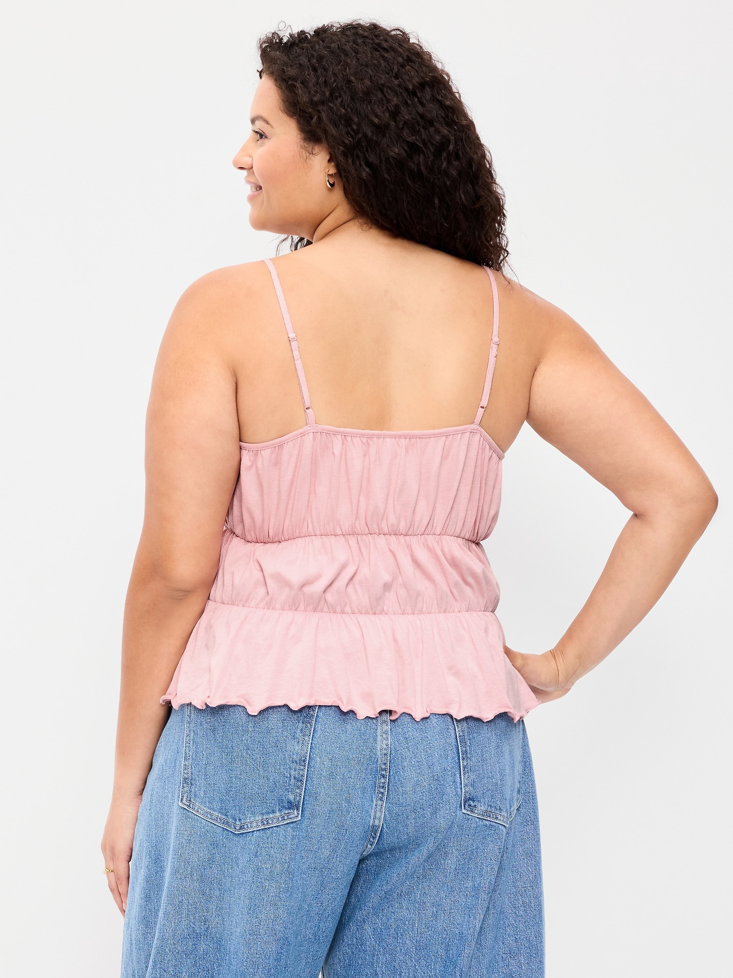 Lace-Trim Smocked-Waist Tank Top