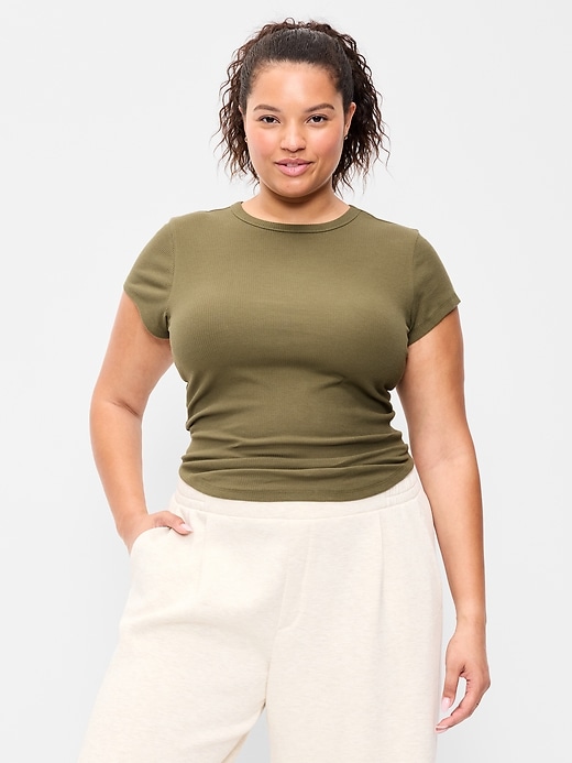 Image number 4 showing, Fitted Crew-Neck Ribbed T-Shirt