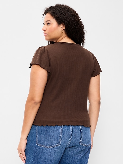 Image number 8 showing, Lettuce-Edge Pointelle Top