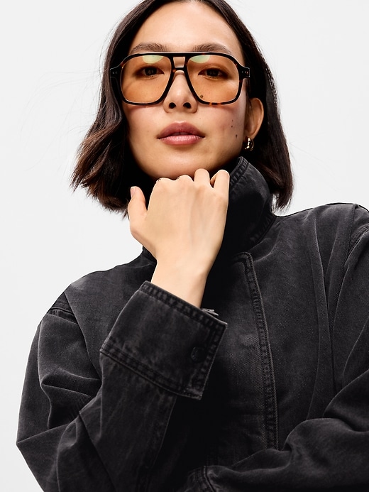 Image number 4 showing, Funnel-Neck Denim Jacket