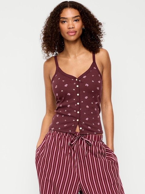 Button-Front Cami Tank Top
