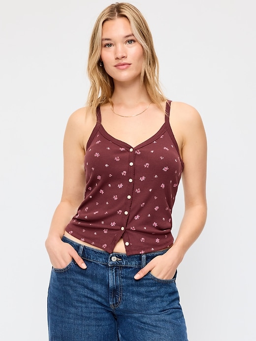 Image number 5 showing, Button-Front Cami Tank Top