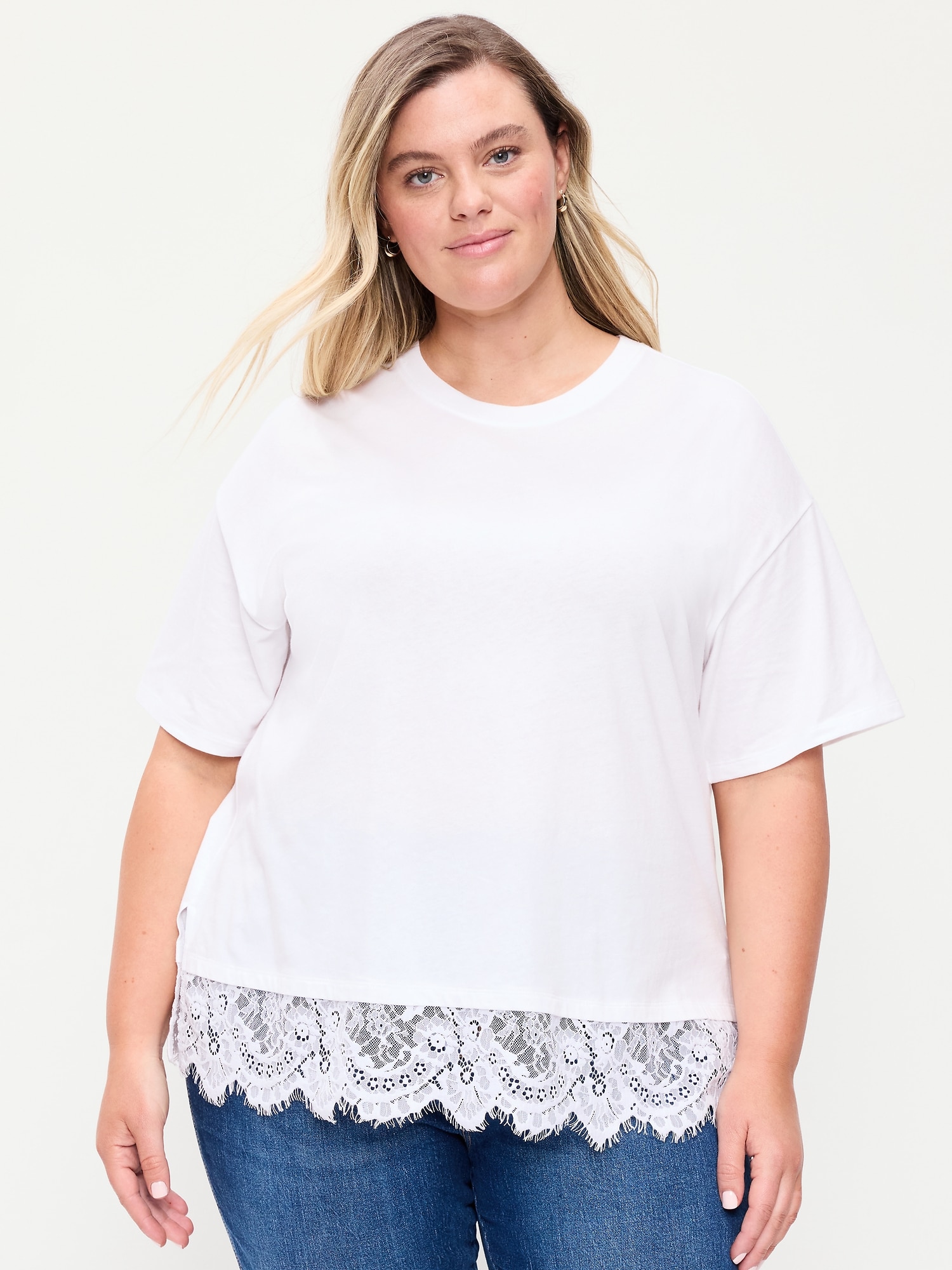 Oversized Lace Hem T-Shirt