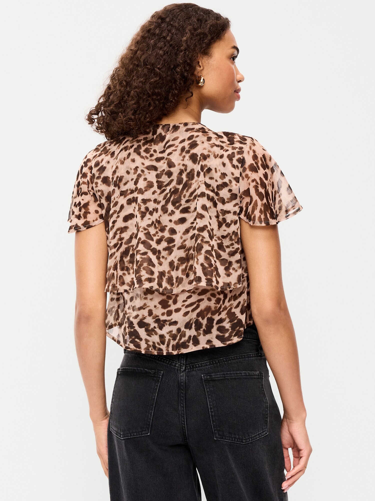 Женский топ Old Navy Tiered Ruffle Tie-Front Top, цвет: С принтом — фото 2