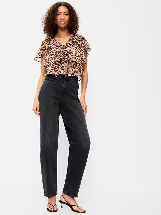 Image number 3 showing, Tiered Ruffle Tie-Front Top