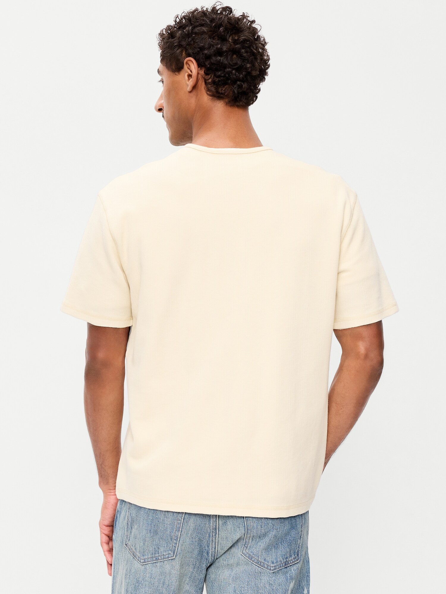 Мужская футболка Old Navy Heavyweight Henley, цвет: Сливочный кремовый — фото 2