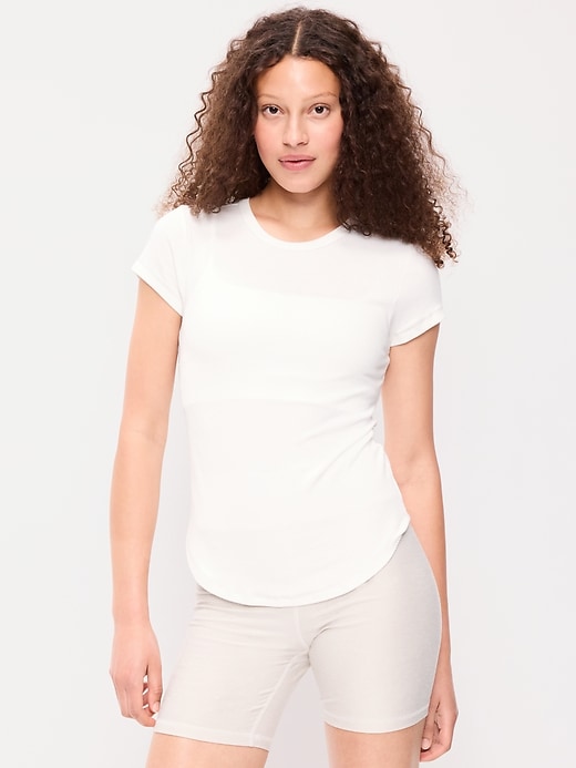 Image number 1 showing, Fitted Crew-Neck Ribbed T-Shirt