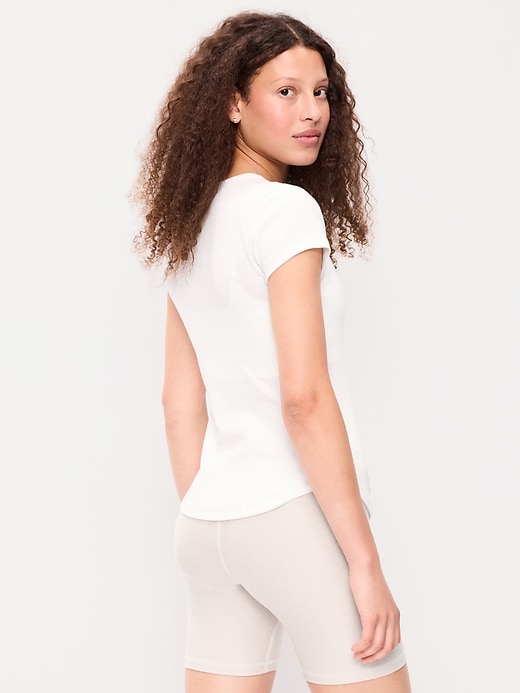 Image number 2 showing, Fitted Crew-Neck Ribbed T-Shirt