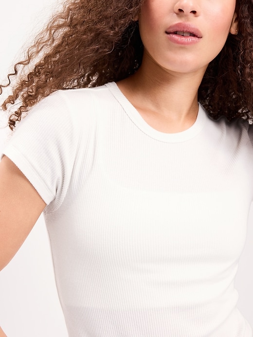 Image number 4 showing, Fitted Crew-Neck Ribbed T-Shirt