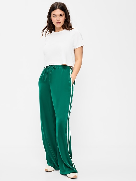 Image number 6 showing, High-Waisted Satin Track Pants