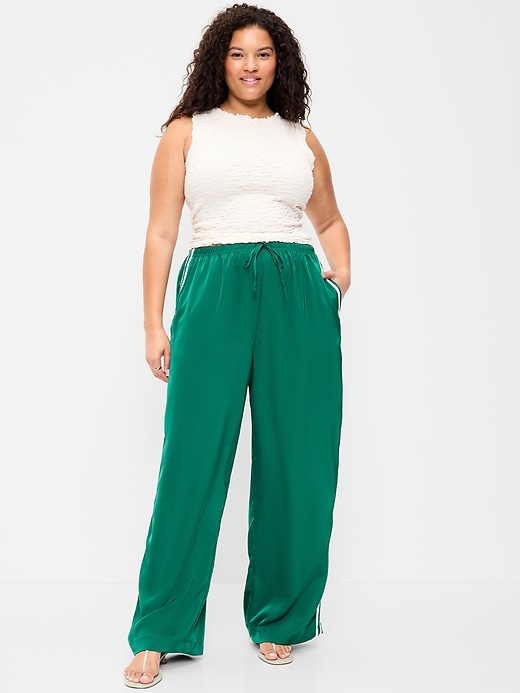 Image number 8 showing, High-Waisted Satin Track Pants