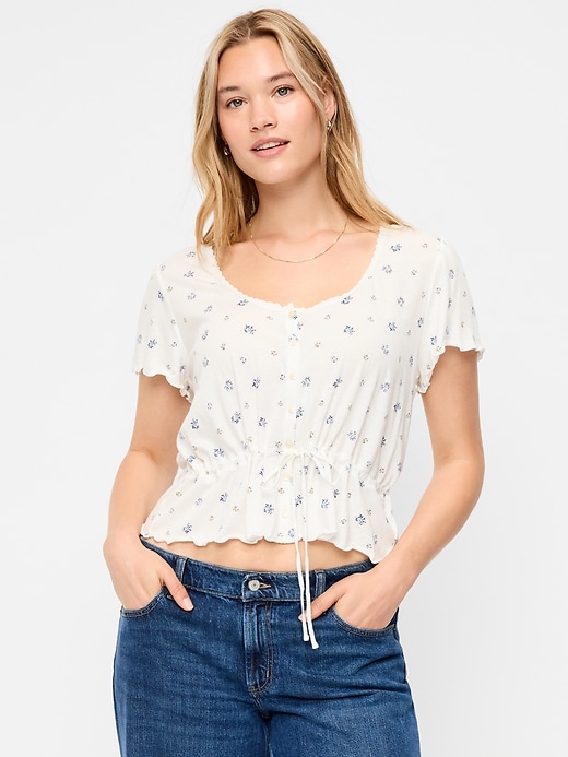 Image number 5 showing, Lace-Trim Button-Down Top