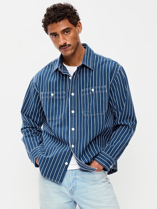 Image number 1 showing, Loose Fit Striped Workwear Shirt