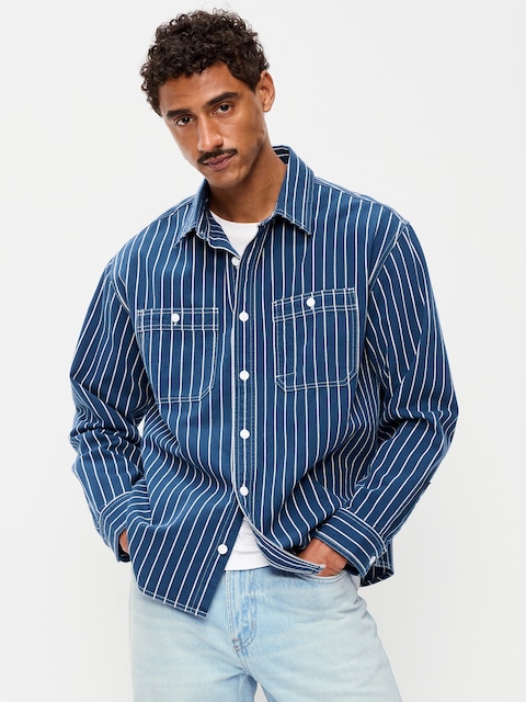 Loose Fit Striped Workwear Shirt