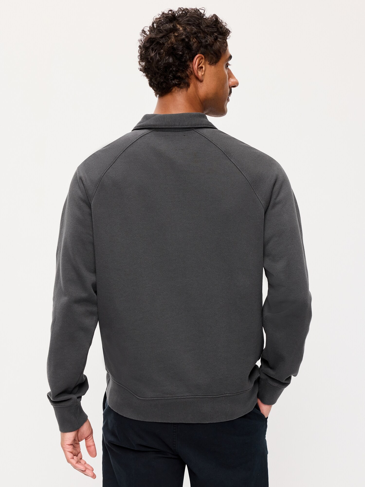 Мужской свитер Old Navy Workwear Collared Fleece Chore Pullover, цвет: Panther — фото 2