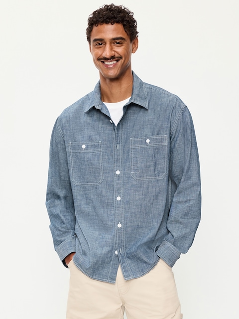 Loose Fit Chambray Workwear Shirt