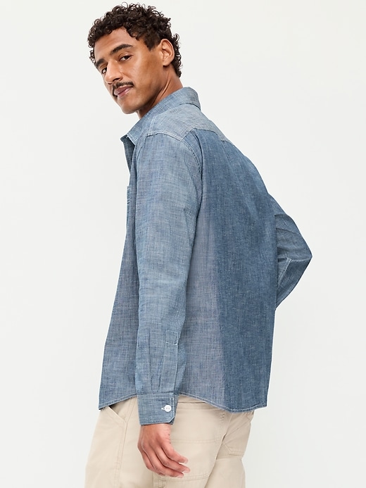 Image number 2 showing, Loose Fit Chambray Workwear Shirt