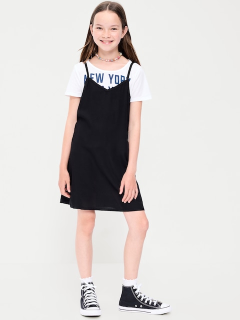 Short-Sleeve Graphic T-Shirt and Dress Set for Girls