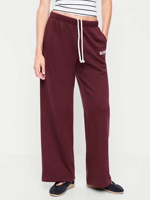 Image number 2 showing, High-Waisted Fleece Wide-Leg Sweatpants