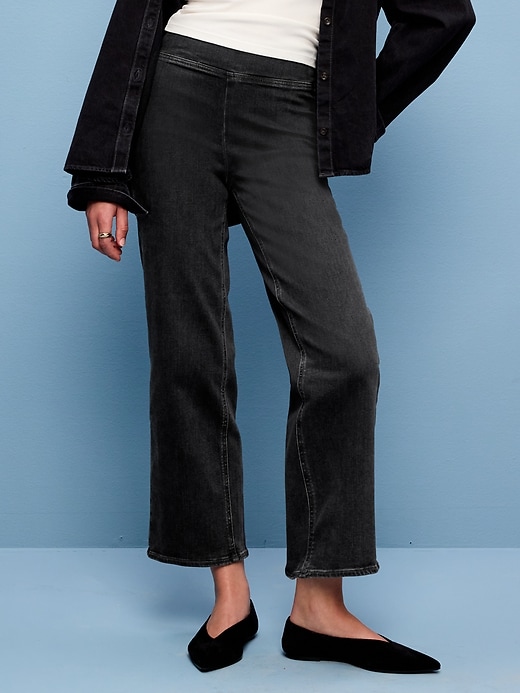 Image number 2 showing, High-Waisted Weekender Pull-On Crop Wide-Leg Jeans