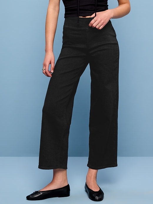 Image number 2 showing, High-Waisted Weekender Pull-On Crop Wide-Leg Jeans