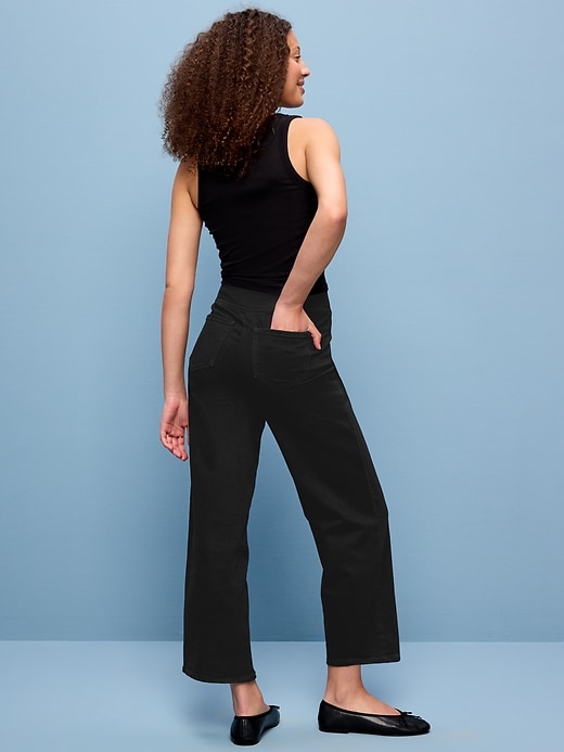 Image number 3 showing, High-Waisted Weekender Pull-On Crop Wide-Leg Jeans