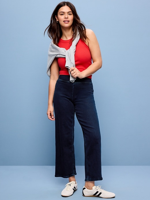 Image number 6 showing, High-Waisted Weekender Pull-On Crop Wide-Leg Jeans