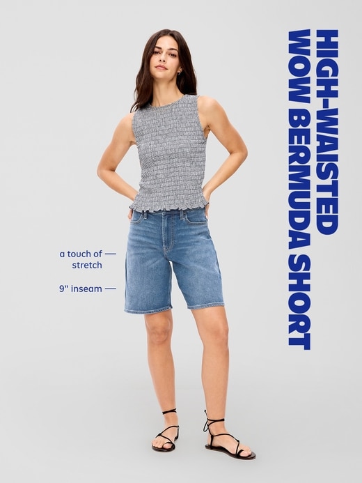 Image number 9 showing, High-Waisted Wow Bermuda Jean Shorts -- 9-inch inseam