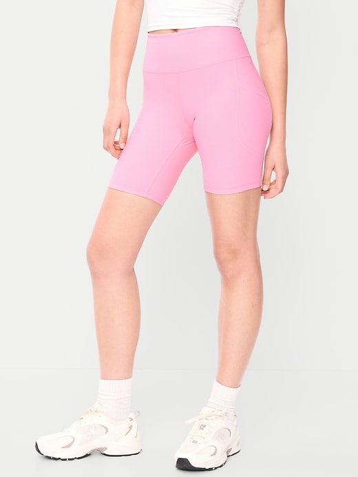 Image number 1 showing, High-Waisted PowerSoft Biker Shorts -- 8-inch inseam